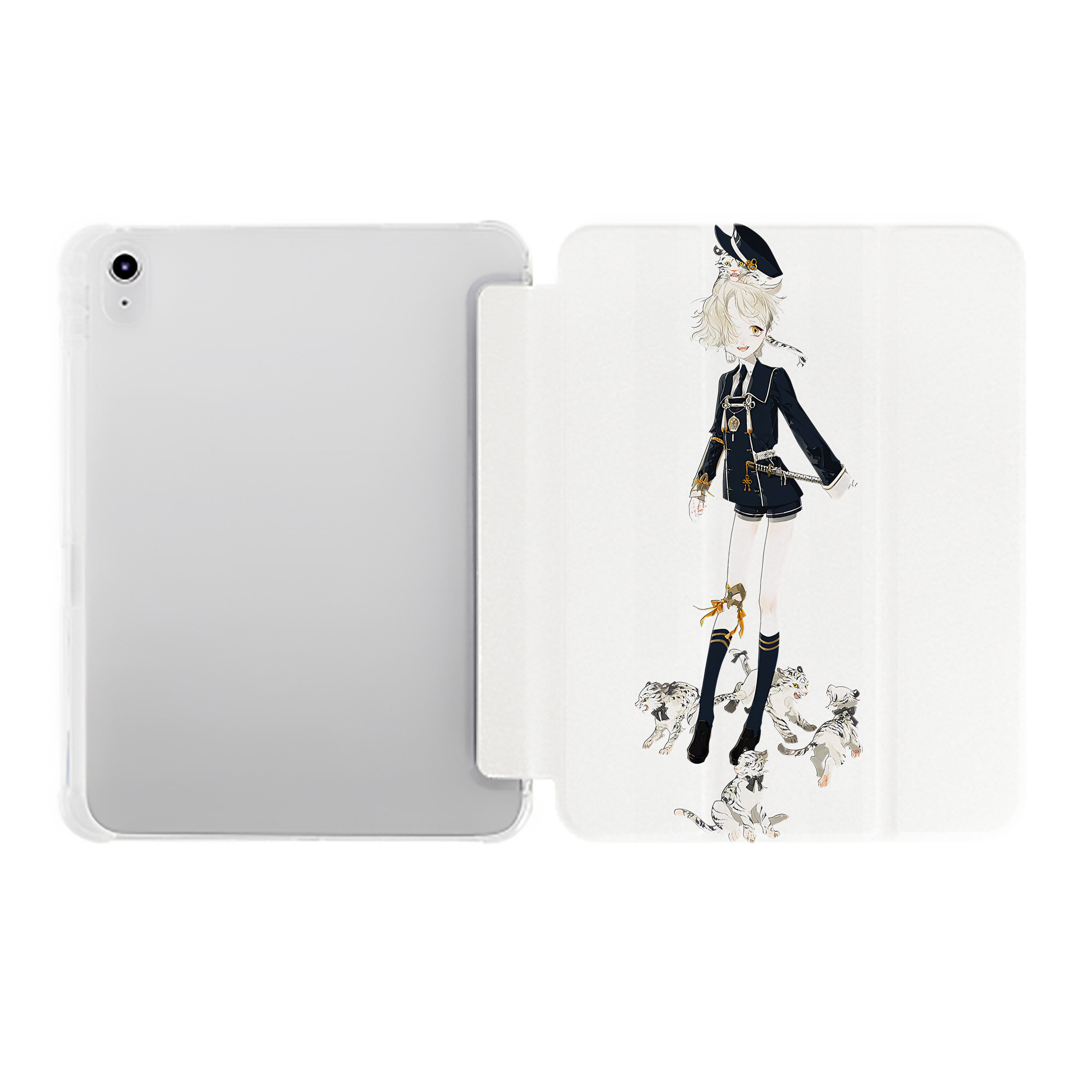 （画像用） 刀剣乱舞 Touken Ranbu IPad ケース ペン収納付き 三つ折りスタンド PUレザー×シリコン 対応機種9.5/10.5/10.9インチ
